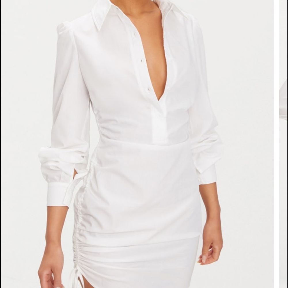 Ruched side fitted shirt dress